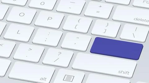 Close up White keyboard DarkBlue button. Concept of New Beautiful close up Stock Illustration