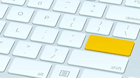 Close up White keyboard Orange button. Concept of New Beautiful close up Stock Illustration