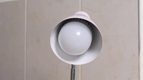 Close-up of white LED bulb inside pink lamp Stock Footage 327305379