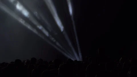 Close up white light people waving hands dance have fun in a live concert Stock Footage 118472902
