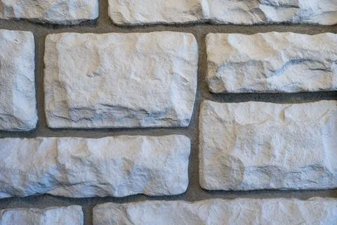 Close-Up of White Limestone Wall Texture with Natural Stone Pattern Stock Photos