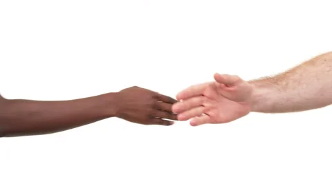 Close up of a white man and black woman shaking hands, giving dap. Isolated on a Stock-Footage 161906346