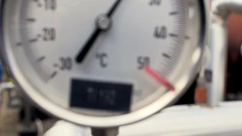 Close-up white memperature gauge Video stock 127367985