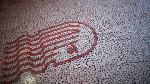 Close-up on white mosaic red pattern Stock Footage 128949503