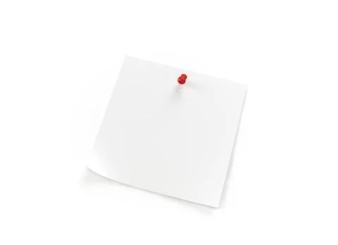 Close up of a white note paper on white background with clipping path Stock Photos
