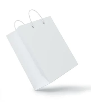 Close up of a white paper bag on white background with clipping path. Isolated Stock-Illustration