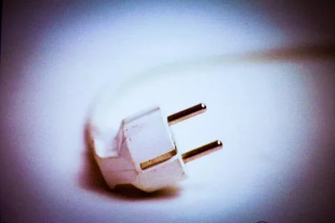 Close-up of a white power plug Stock Photos