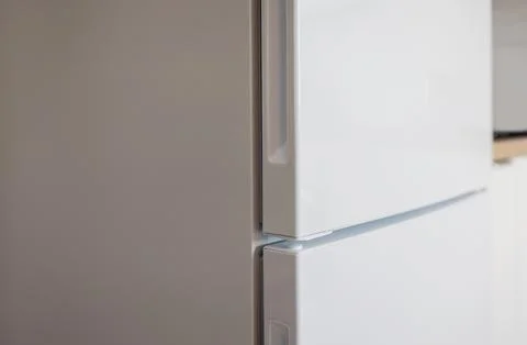 Close up of white refrigerator. Stock Photos