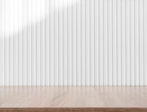 Close up of white ribbed plastic panel texture background with vertical lin.. Stock Photos