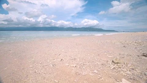 Close up of white sand with dry corals washed over by ocean waves Stock Footage 78528507