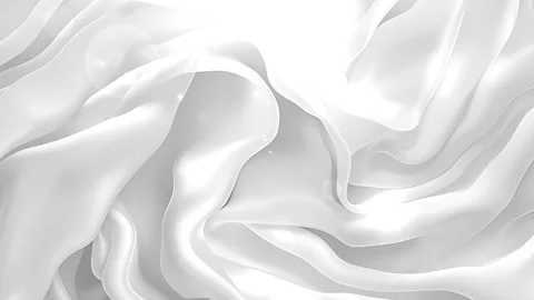 A close up of a white satin fabric on a white background Stock Footage 267002318