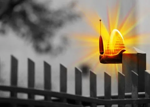 Close up of white security sign Stock Photos