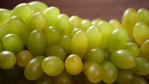 Close-up of white seedless grapes. Grape in dolly shot Stock Footage 143843464