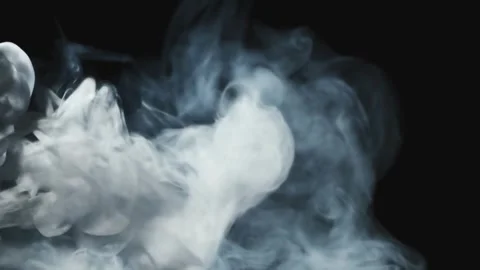 Close-up of White Smoke Clouds Swirling in Dark Background Stock Footage 304575849