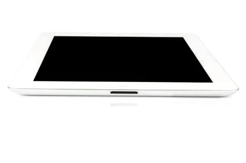 Close-up white tablet on a white background Stock Photos