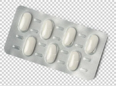 Close-up of white tablets in blister pack Stock Photos