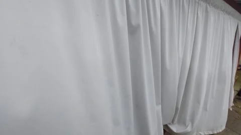 Close-up of White Textile Fabric Waving in Strong Wind Stock Footage 333642430