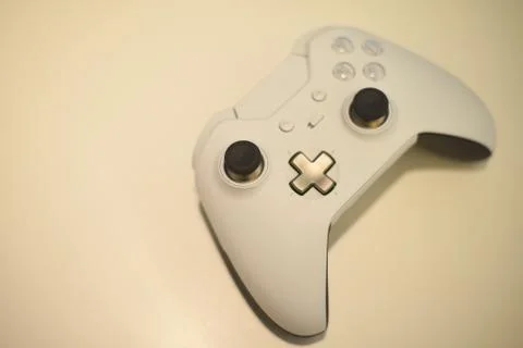 Close up of a white video game controller Stock Photos