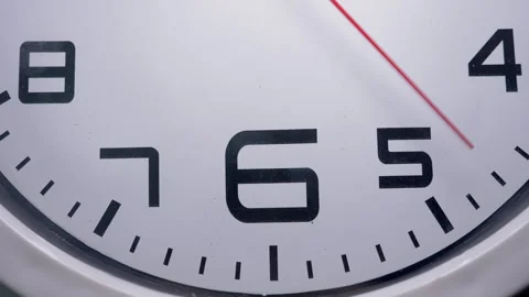 Close-Up of a White Wall Clock With a Red Second Hand Stock Footage 337791086