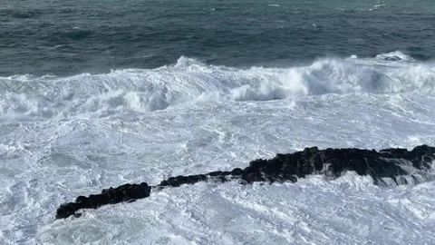 Close up of white waves splashing on the Oregon Coast Video stock 329449135