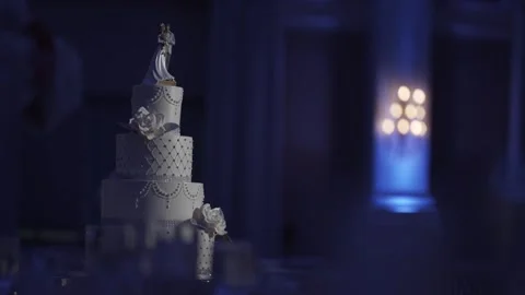 Close-up white wedding cake. White wedding cake Stock-Footage 172377895