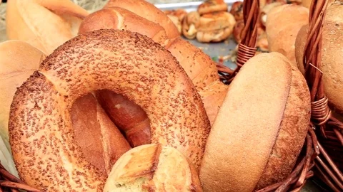 Close Up White Whole Grain Bread On The  Table At The Bakery Stock Footage 82271811