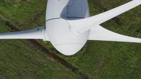 Close up of white wind turbine blades rotating in a rural landscape Stock-Footage 344276145