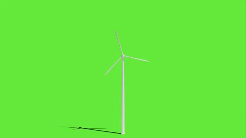 Close-up of white wind turbine with shadow rotating on green screen color Stock Footage 226641629