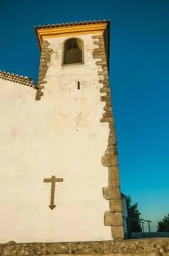 Close-up of whitewashed wall in steeple from old church Stock Photos