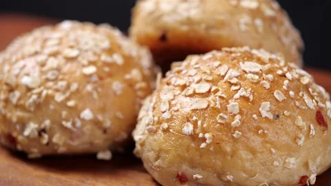 Close-up of Whole grain bread in dolly shot Stock Footage 143001173