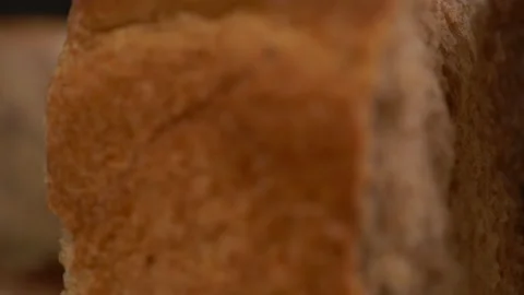 Close Up of Whole Wheat Bread Texture Stock Footage 130266524