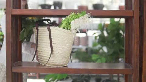 Close-up of a wicker basket with fresh onions Stock Footage 306840680