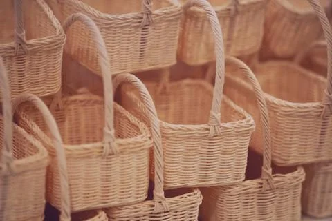 Close up of Wicker basket texture background Stock Photos