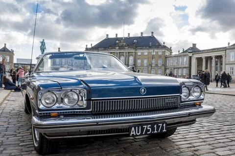 Close wide angle view of the front design of a Buick car Stock Photos