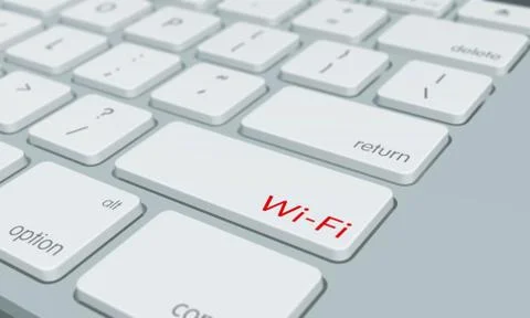 Close up of wifi keyboard button Illustration