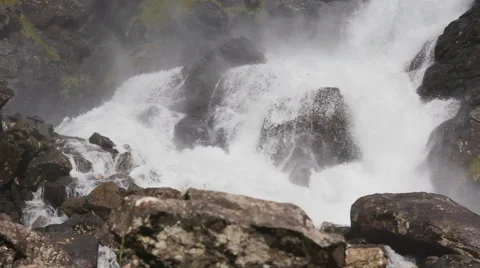 Close up of wild waterfall in the moutains Stock Footage 52999357