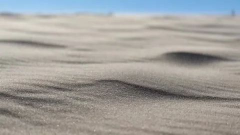 Close-Up of Wind-Blown Sand on Dunes with Blurred Background Stock Footage 281899612