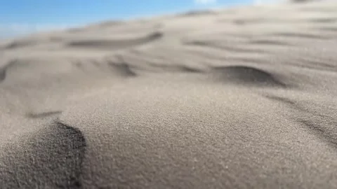 Close-Up of Wind-Blown Sand on Dunes with Blurred Background Stock Footage 281900264