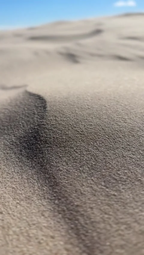 Close-Up of Wind-Blown Sand on Dunes with Blurred Background Stock Footage 281901768