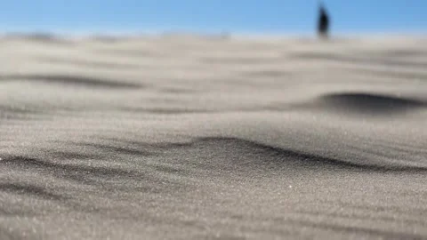 Close-Up of Wind-Blown Sand on Dunes with Blurred Background Stock Footage 281902363