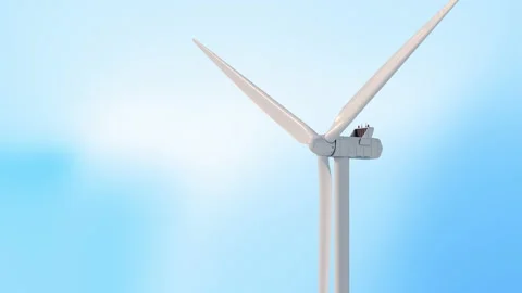 A Close Up Of The Wind Turbine. Blue background. Stock Footage 236831163