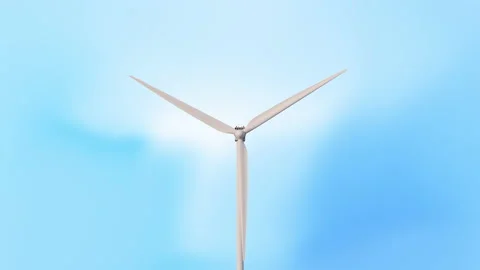 Close-up of a wind turbine generator. Blue background. Stock Footage 236831092