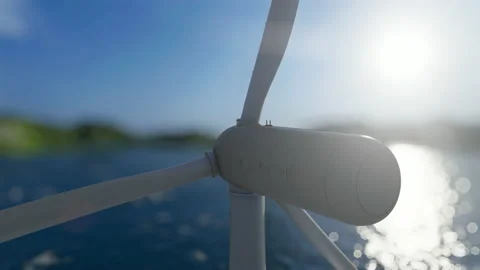 Close up of a wind turbine rotating, 4K Stock Footage 205841199