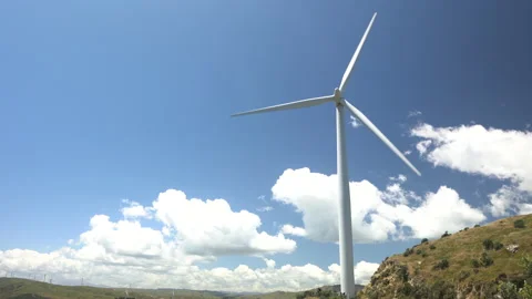 Close up of a Wind Turbine slowly rotating Stock Footage 131204880