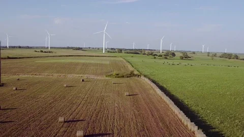 Close up of Wind Turbine Spin in Rural Field Stock Footage 75798041