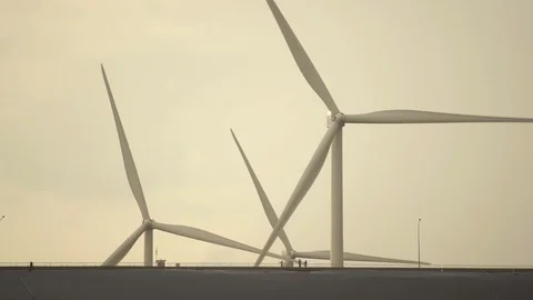 Close-up of wind turbine. In the sunset. Stock Footage 90606315