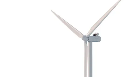 A Close Up Of The Wind Turbine. White background. Loop Stock Footage 236703956