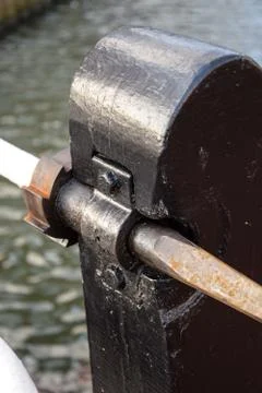 Close up of the winding arm of a lock gate Stock Photos