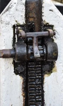Close up of the Winding gear of a lock gate Stock Photos