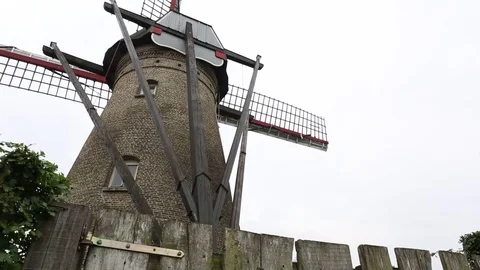 Close up of windmill in Kaulille, Belgium Stock Footage 76967915